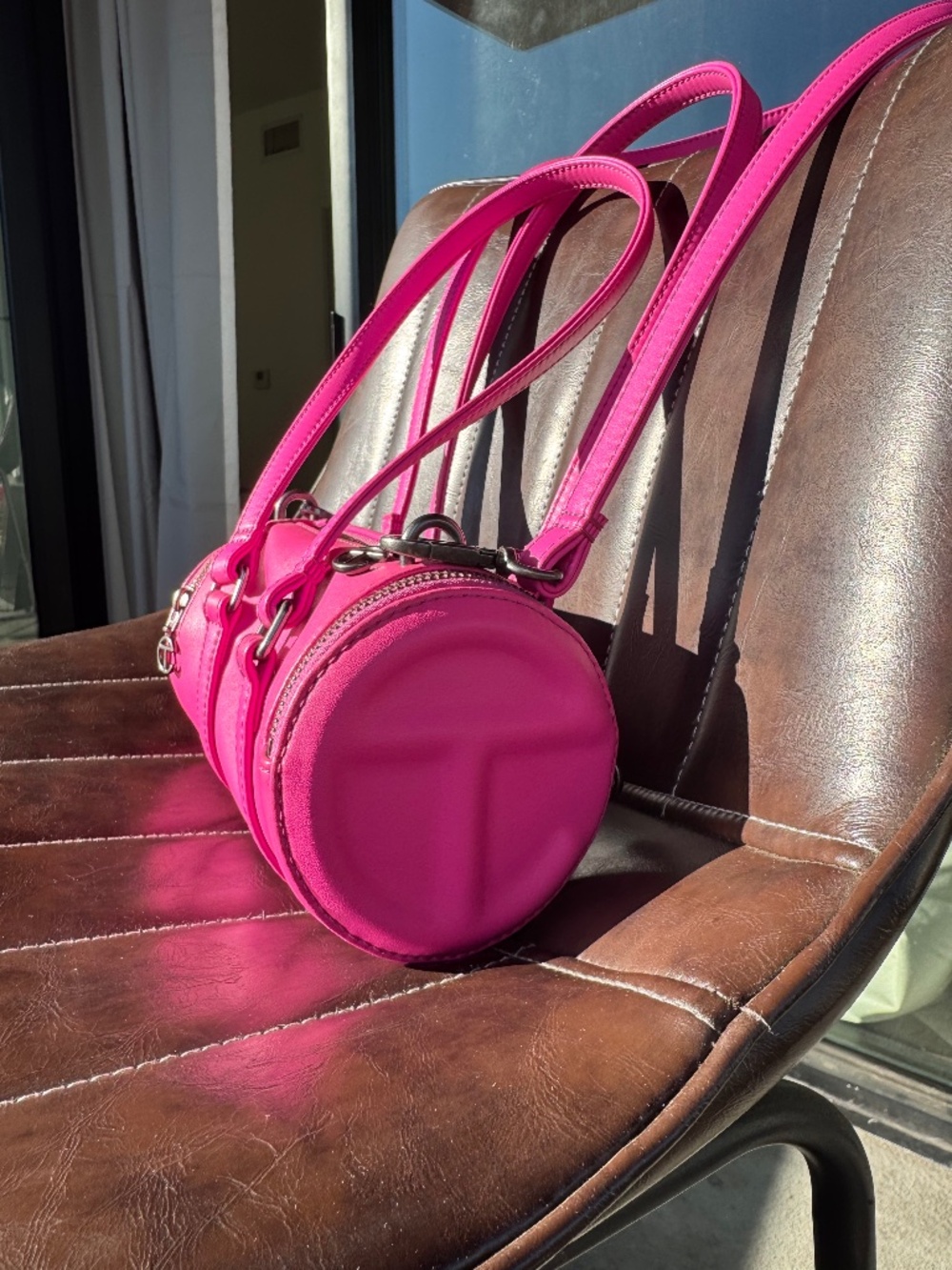 Telfar Small Duffle Bag Azalea Pink Debossed T Purse